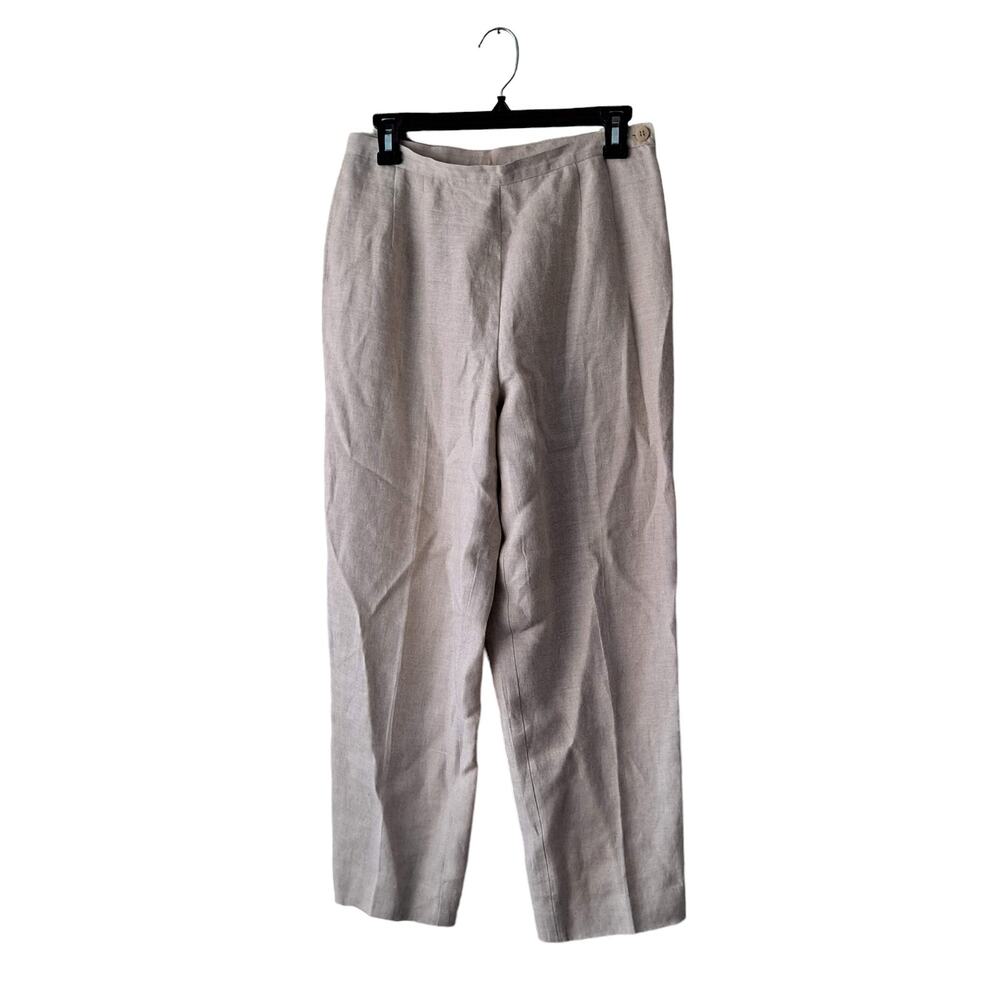 Talbots Irish Linen Trouser Pants Pleated High Rise Beige Oatmeal Womens Size 10